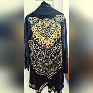 Open Embroidered Long Cardigan